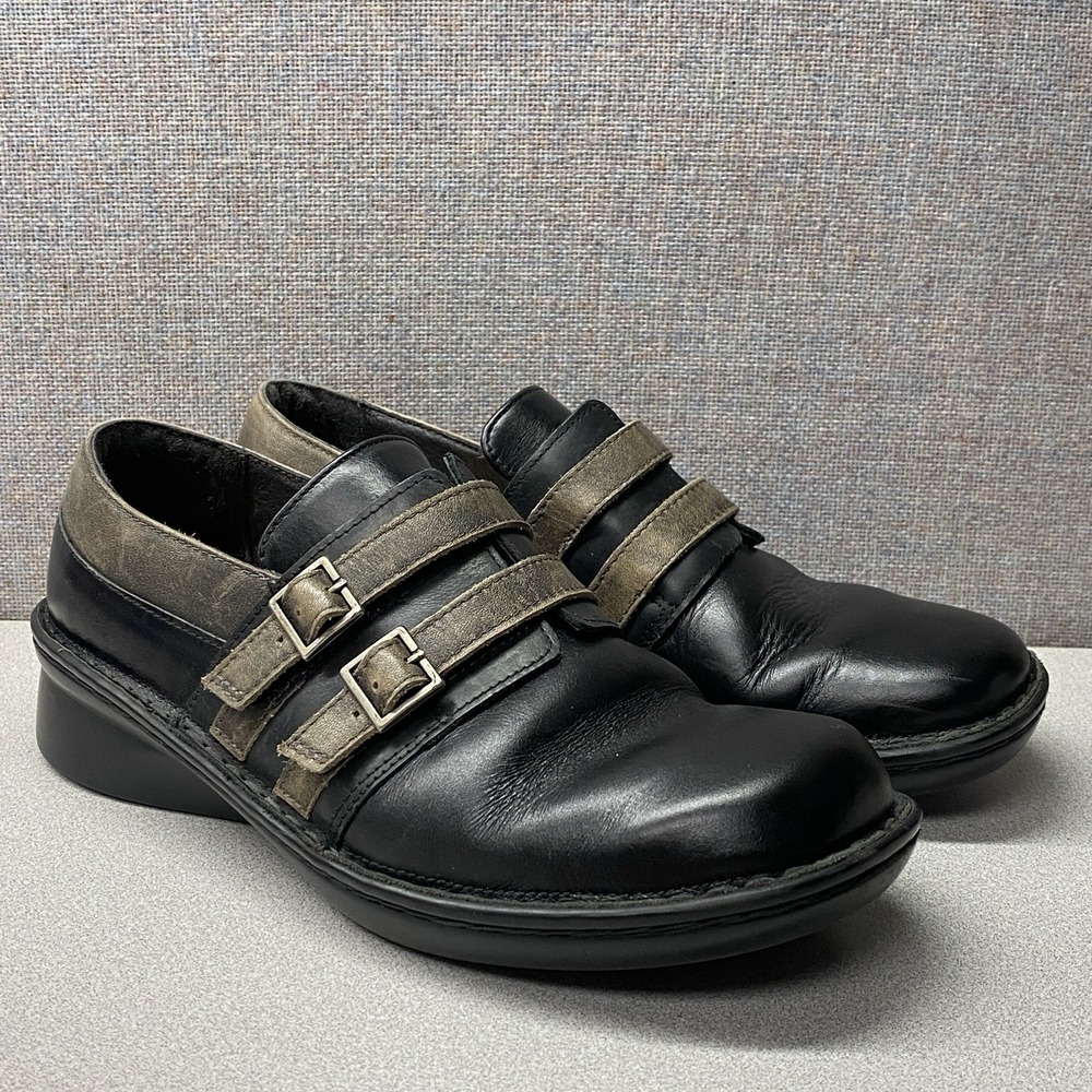 Naot Celesta Loafer Womens Shoe 7 7.5 EU 38 Black Leather Cork Insole Comfort